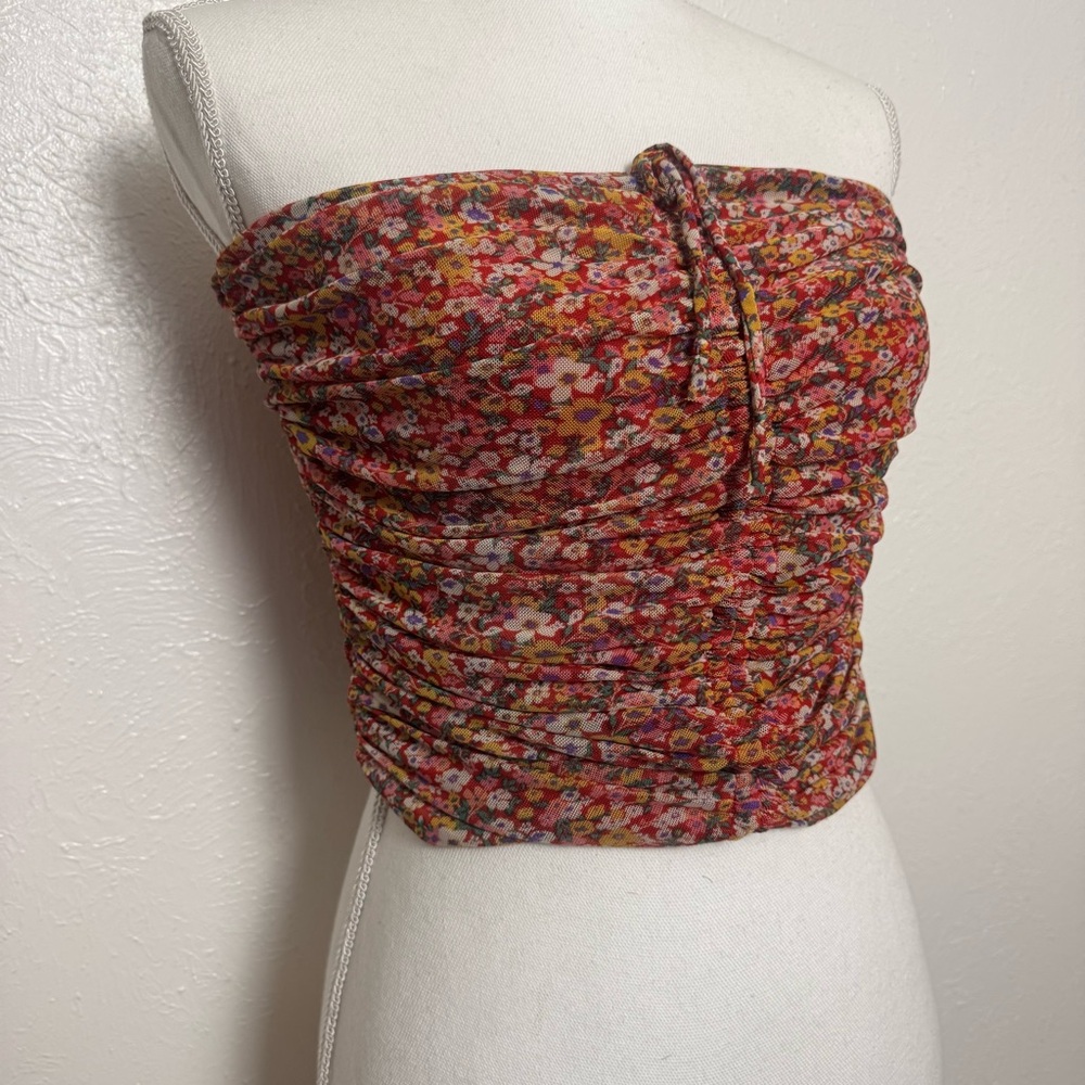 Urban‎ Outfitters Multicolor Floral Ruched Tube Top